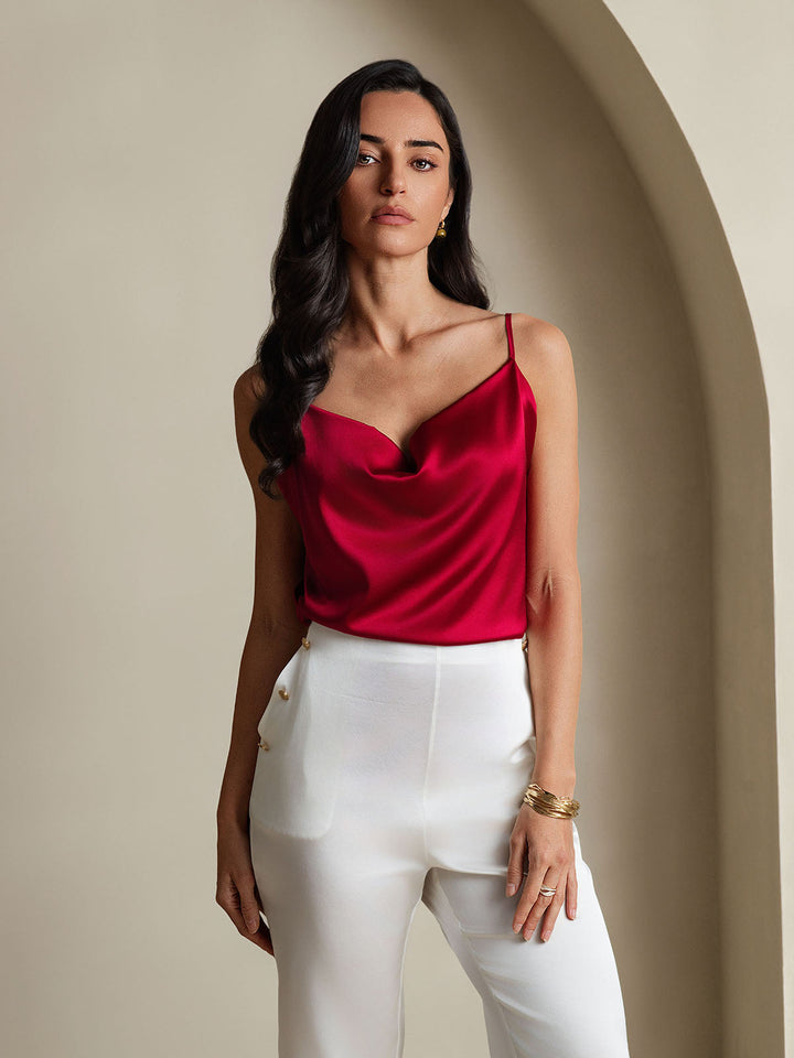 19Momme Silk Spaghetti Strap Cowl Neck Camisoles
