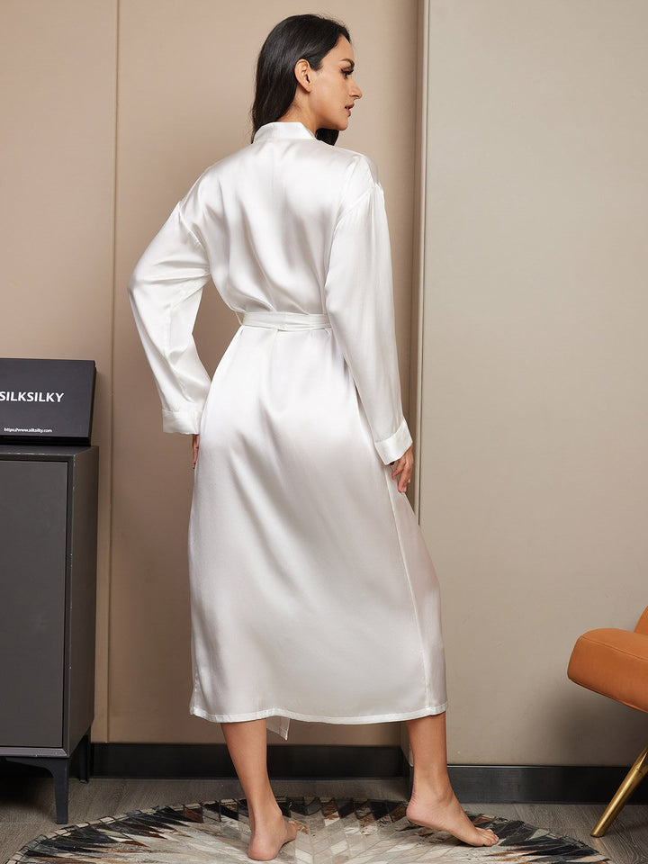 Pure Silk Long Sleeve Midi Women's Dressing Gown