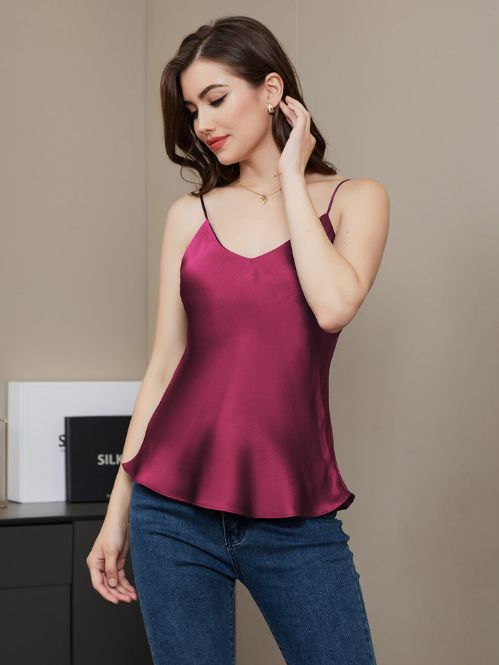 Pure Silk Spaghetti Strap V Neck Camisoles
