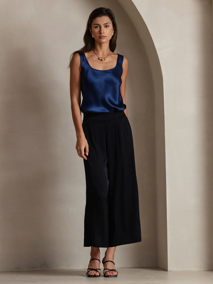 Women's Pure Silk Sleeveless U Neck Tank Top