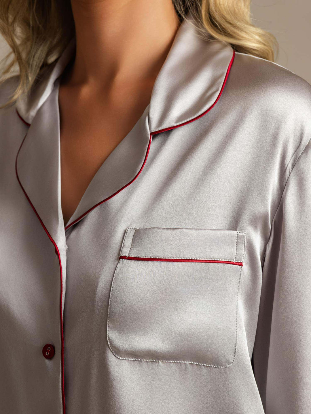 Pure Silk Notch Collar Button Up Women's Pyjamas Set