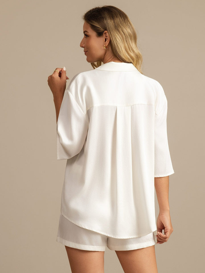 19Momme Women's Washable Silk Notch Collar Pyjamas Set with Side Pockets