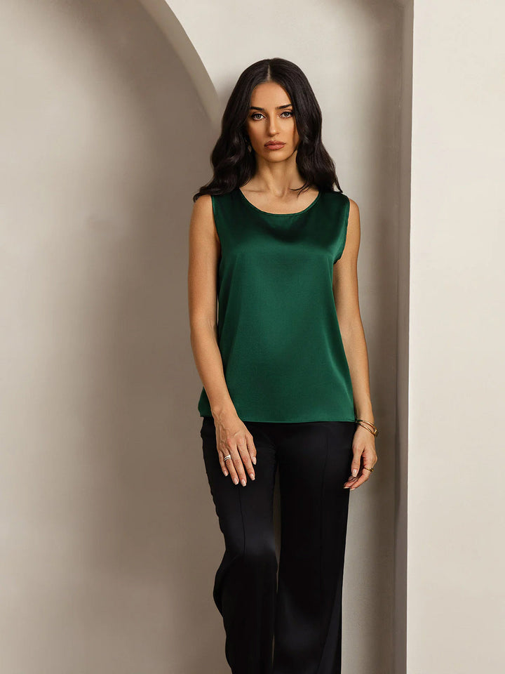 19Momme Silk Sleeveless Round Neck Women's Tank Top