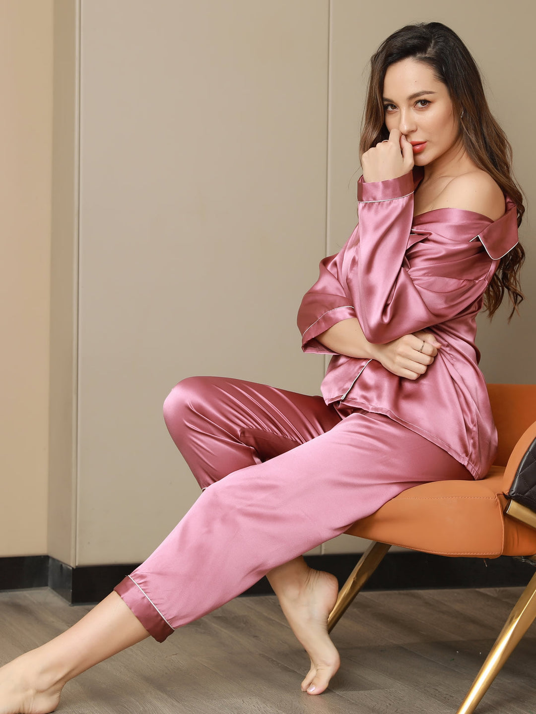 Pure Silk Notch Collar Button Up Women's Pyjamas Set
