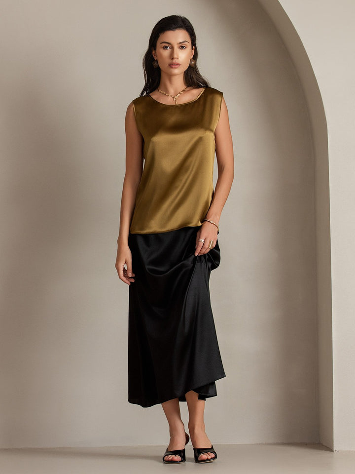 19Momme Silk Sleeveless Round Neck Women's Tank Top