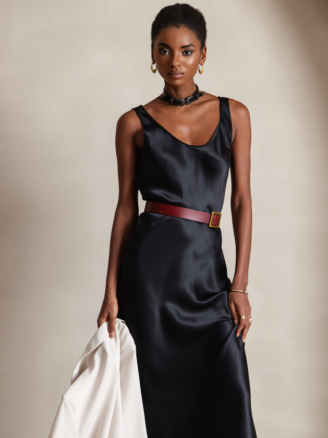 Pure Silk Sleeveless U Neck Midi Dress