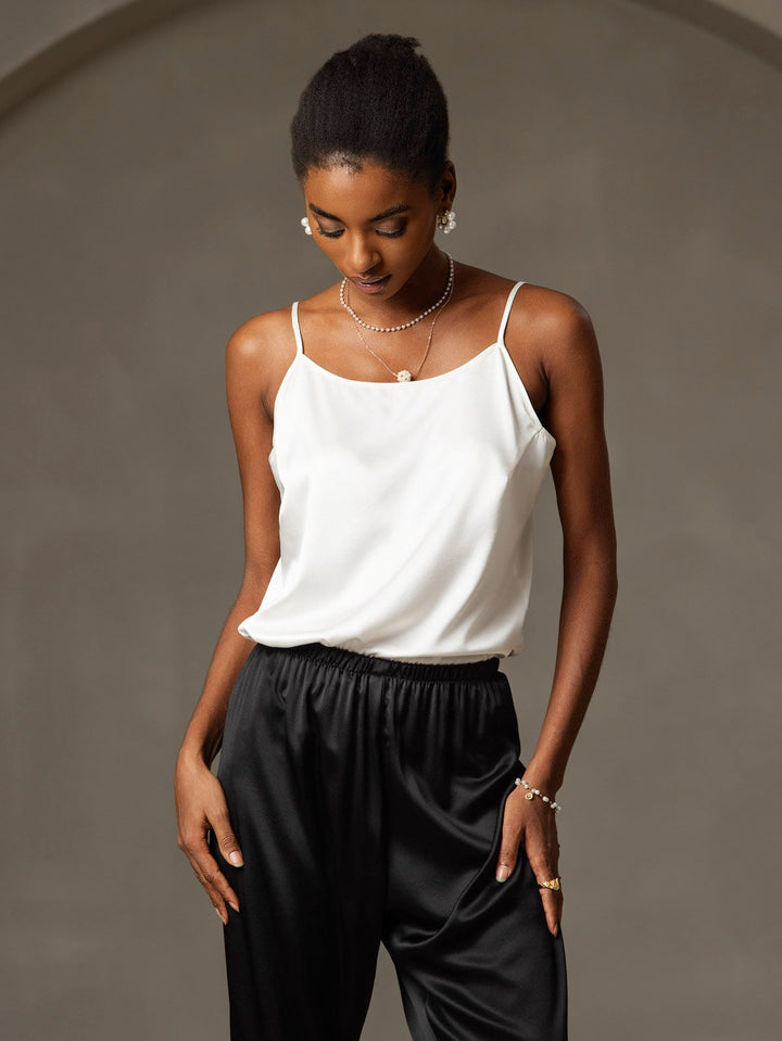 19Momme Silk Spaghetti Strap Round Neck Camisoles
