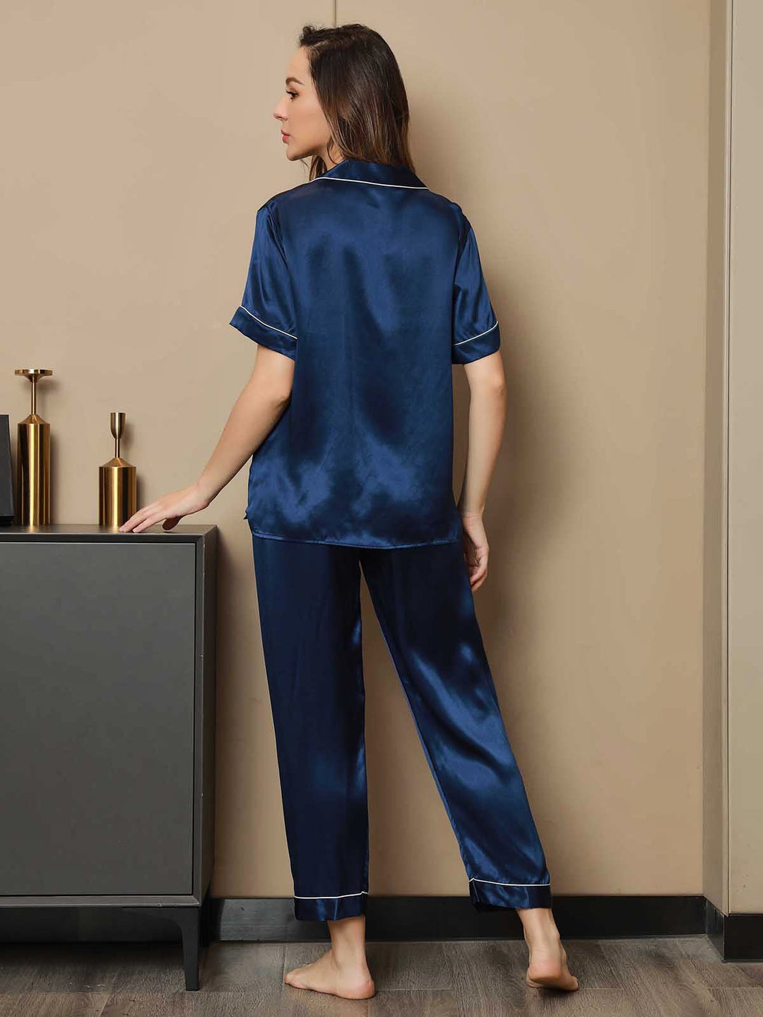 Women's Pure Silk Short Sleeve Pyjamas Set